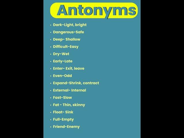 Antonyms-D to F