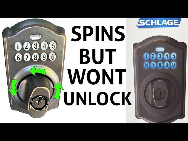 Schlage Keypad Lock Fix - Spins But Wont Unlock - 3 Different Fixes