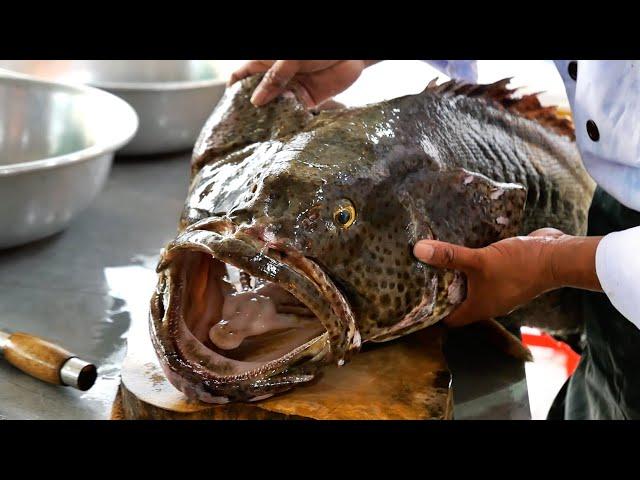 Vietnamese Food - GIANT GOLIATH GROUPER Sashimi Mui Ne Seafood Vietnam