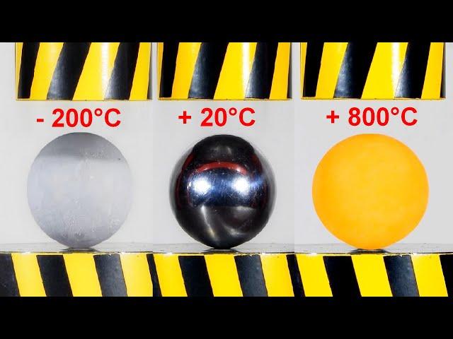 HYDRAULIC PRESS VS STEEL BALLS OF DIFFERENT TEMPERATURES