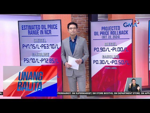 Projected oil price rollback (Oct. 22, 2024) | Unang Balita