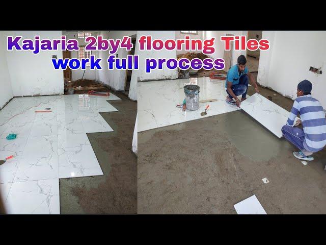 Kajaria 2by4 flooring tiles work full process  (location Medak) #telugutilesworkbablu