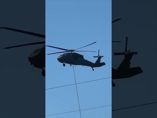 National Guard Blackhawk conducts Air Drops at Carolina Forest Fire #firefighter #helicopter