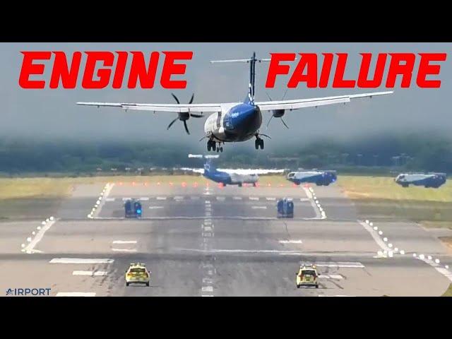 ENGINE FAILURE LANDING️ ATR-72 Has To Land With 1 PROP Engine in 30MPH Crosswind️