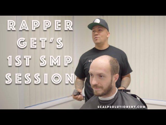 Rapper get's his 1st session of SMP (hair tattoo) done.