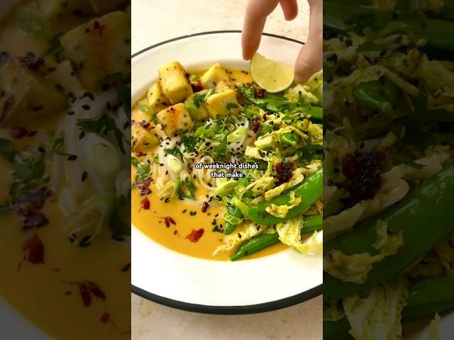 Tofu Lime Leaf Curry Noodle Bowl ‍🟩 comfort food recipe