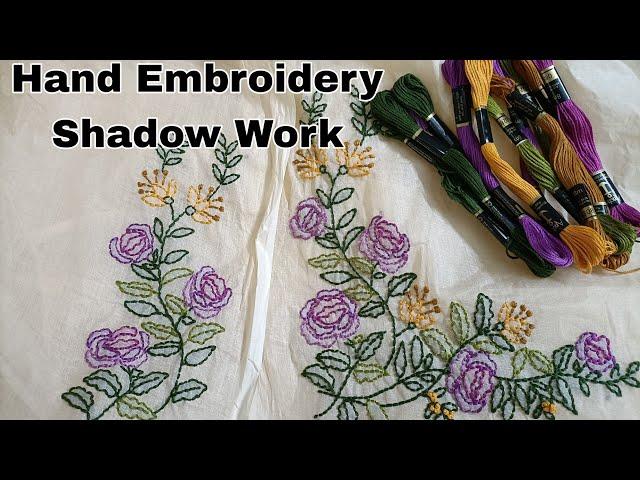 Hand Embroidery Shadow Work Design Tutorial | Herringbone Stitch Design Tutorial for Beginners