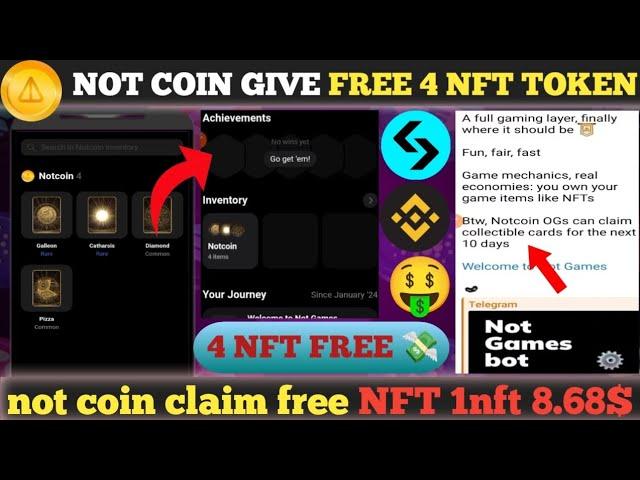 Not coin give free 4 NFT token  || claim free NFT token in not coin airdrop  || free net claim