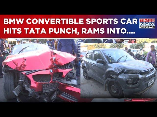 BMW Sports Car Rams Divider After Colliding With Tata Punch | Watch Shocking Video On Times Now