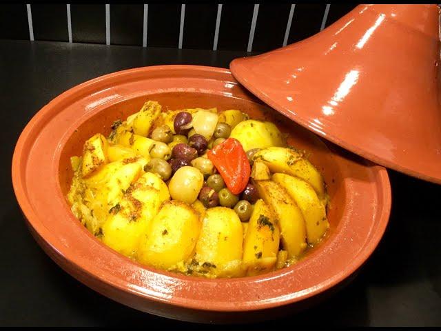 COMMENT PRÉPARER UN BON TAJINE  MAROCAIN AU POULET, POMMES DE TERRE ET OLIVES RAPIDE ET FACILE