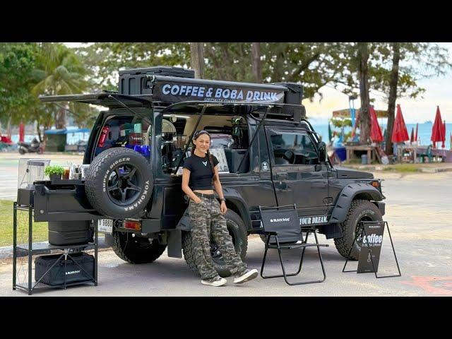 Cafe Vlog Mini Coffee Shop Girl Barista Truck Bar Offroad Dream Mobile Kopi Small Business Relax