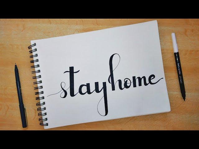 How to draw stay home calligraphy drawing