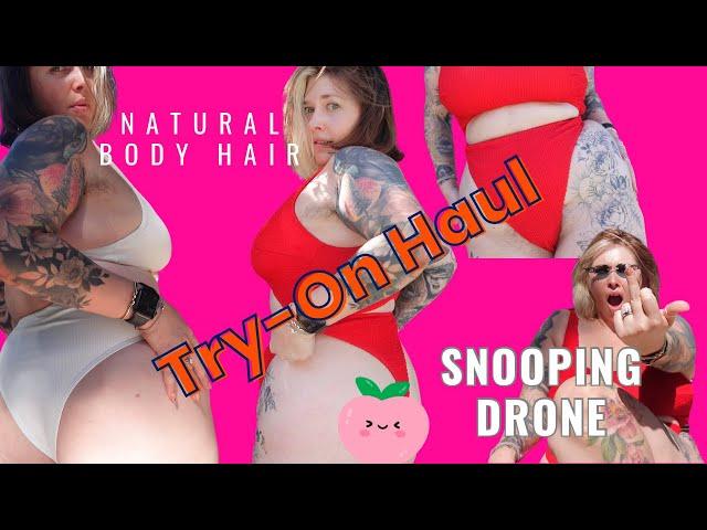 Swimsuit Try-On Haul | Curvy, Tattooed, and Natural Body Hair | Drone Surprise!