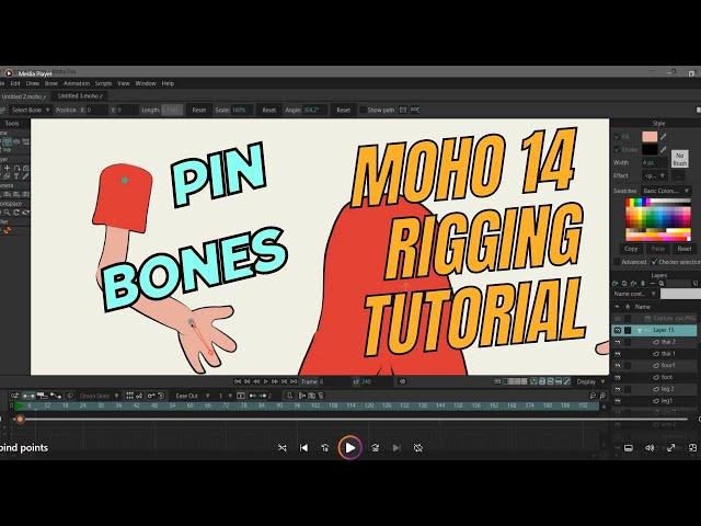 moho 14 rigging tutorial, pin bones, rig