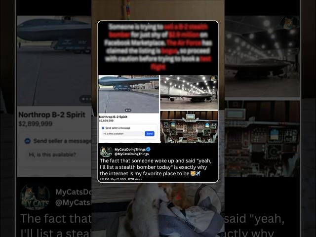 Someone is trying to sell a B-2 stealth bomber for just shy of $2.9 million on Facebook Marketplace.