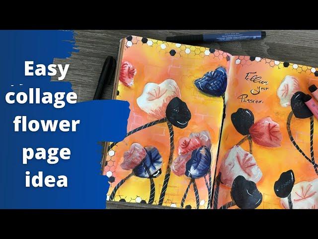 Make a flowers page with magazines - Mixed Media Collage Art Journal page