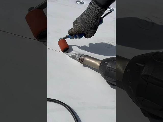 Learning Heat Welding, TPO Roofing, GAF, Leister Hot Air #roofing #tpo #epicfall #gafroofing #like