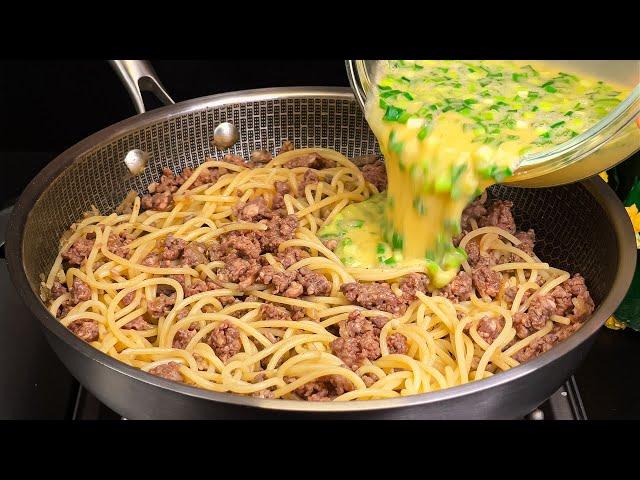 I've never eaten so deliciously! Pasta, eggs and minced meat! Quick and easy recipe!