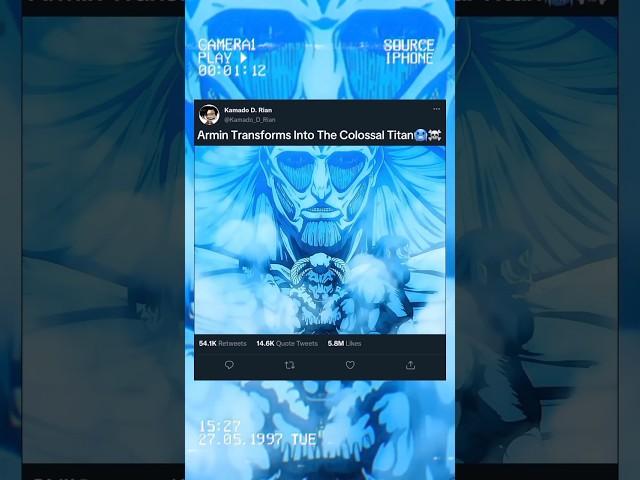 Armin Transforms Into The Colossal Titan️ #shorts #ytshorts #aot #eren