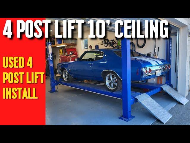 4 Post Car Lift Install in a Home Garage with 10 foot Ceiling