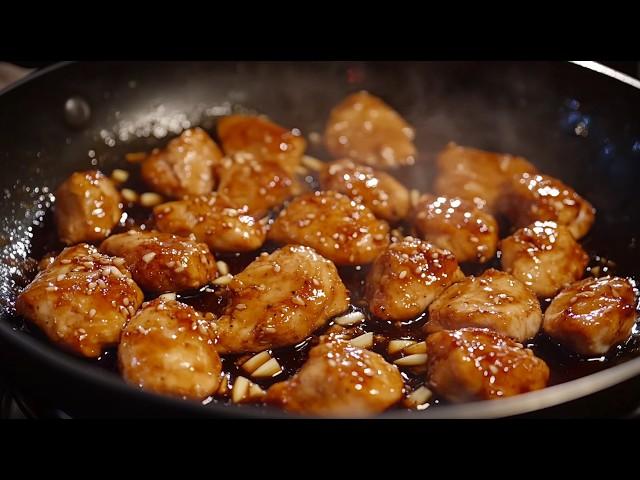 Tender chicken pieces in honey-garlic sauce — you can lick your fingers!