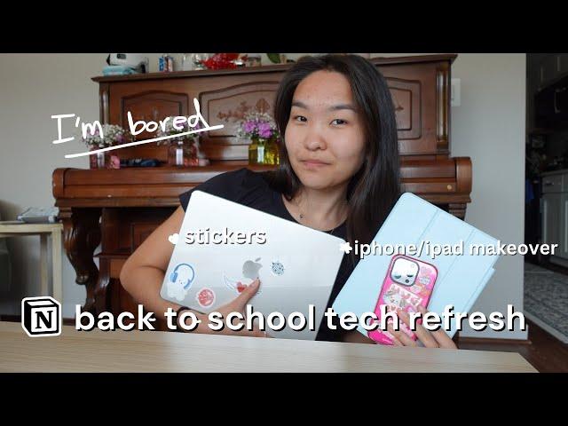 back to school tech refresh!! - redo notion, aesthetic macbook, ipad and iphone set up 