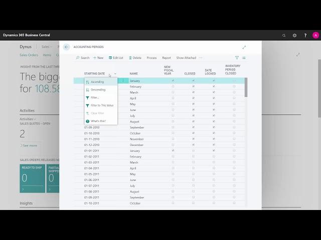 Creating Accounting Periods - Microsoft Dynamics 365 Business Central