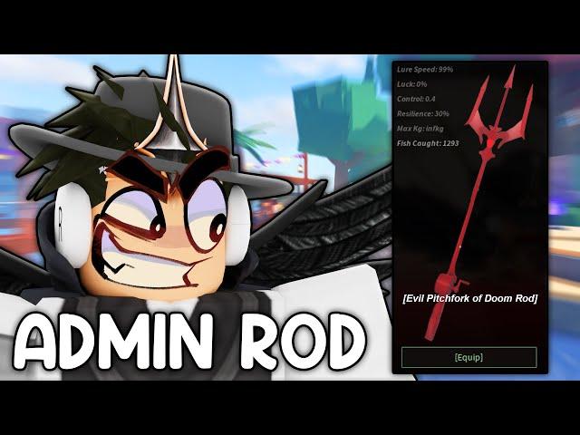 Using the ADMIN ONLY Evil Pitchfork of Doom Rod in Fisch (Roblox Fisch)