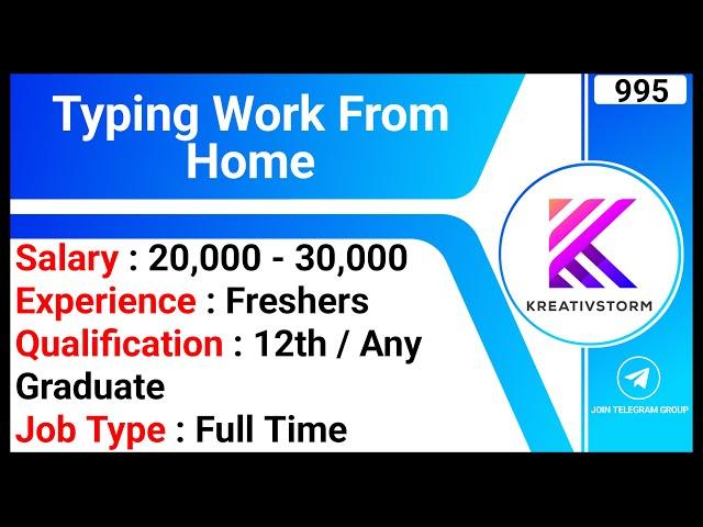 Typing Work From Home | Data Clerk Jobs | Kreativstorm Jobs | Part Time Jobs