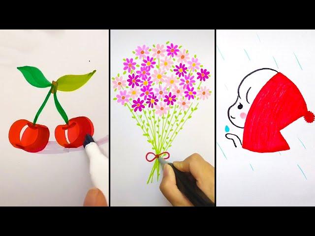 SIMPLE DRAWING TRICKS. HOW TO DRAW EASY WITH MARKERS. DRAWINGS IDEAS FOR BEGINNERS