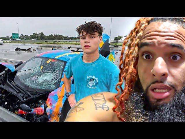 OKQ REACTS TO JACK DOHERTY WRECKING HIS CAR!