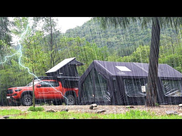 How To BATMAN Camping in the Heavy Rain?? with NEW Inflatable Tent