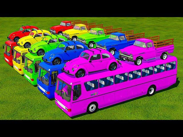 TRANSPORTING COLOR CHEVROLET, DACIA, AUDI, DACIA, CHEVROLET INTO GARAGES! - Farming Simulator 22