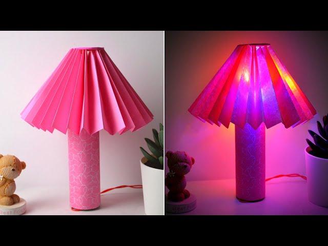 Easy Table lamp made with just paper | Desk lamp DIY | Home decor ideas | Easy  paper lamp making