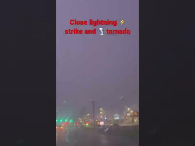 Incredibly close lightning strike with tornado sirens in Texas #shorts #lightning #storm #tornado