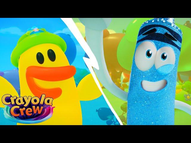 DUCK VS. CRAYON?! | Crayola Crew Fun & Colorful Cartoons for Kids | Cute Animation for Families