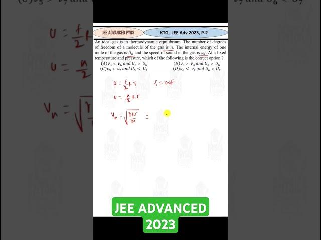 An ideal gas is in thermodynamic equilibrium. The number of degrees of freedom ...|JEE ADVANCED|