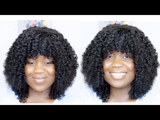 FULL SEW IN NO CLOSURE NO LEAVE OUT WITH BANGS / NO FRONTAL / DETAILED CURLY AFRO BANGS WIG TUTORIAL