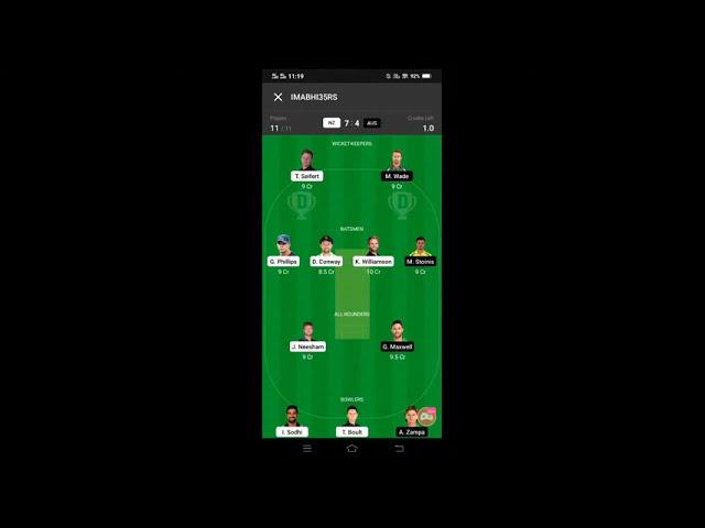 NZ vs AUS dream 11 team 