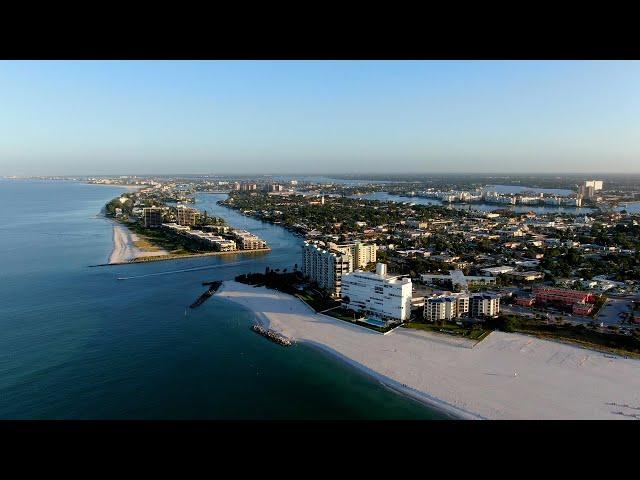 Aerial footage of St. Pete Beach, named best beach in the United States