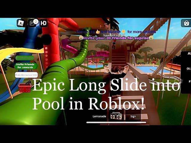 Sliding Down the Longest Slide into a Swimming Pool in Roblox!