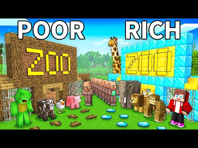 JJ's RICH Zoo vs Mikey's POOR Zoo Survive Battle in Minecraft - Maizen