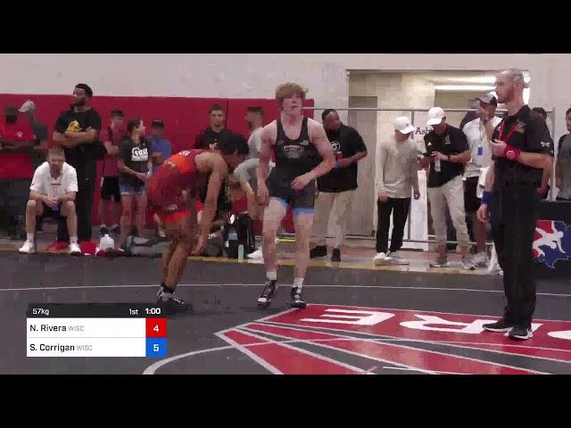 57 Kg Round Of 16 - Nicolar Rivera, Wisconsin Regional Training Center Vs Shane Corrigan, Wisconsi