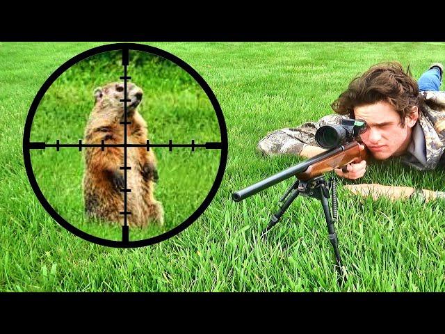 Groundhog Hunting with .22LR (Scope Cam)