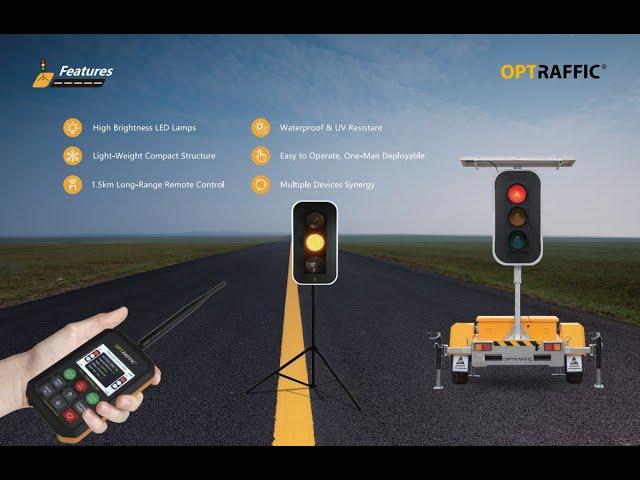 Optraffic Road Safety Solar Power Mobile Tripod Portable Trailer Mounted Traffic Signal Lights