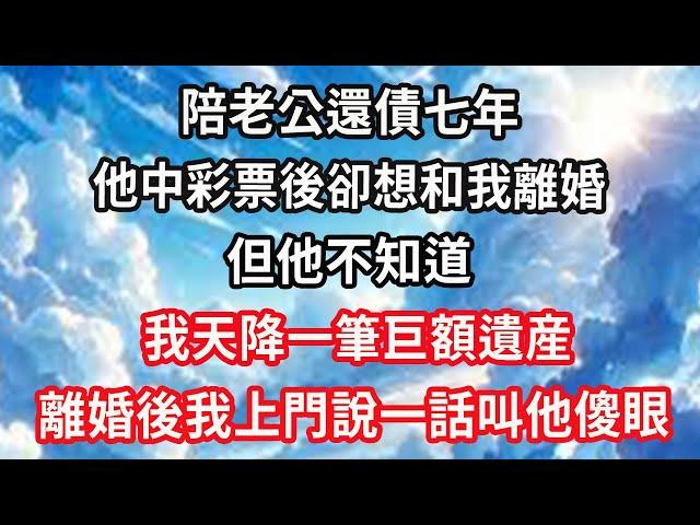 陪老公還債七年，他中彩票後卻想和我離婚，但他不知道，我天降一筆巨額遺産，離婚後我上門說一話叫他傻眼#心靈回收站