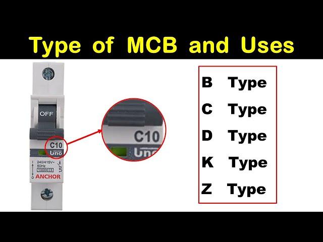 B C D K Z Type of MCB And their Uses | Types of miniature circuit breaker @TheElectricalGuy