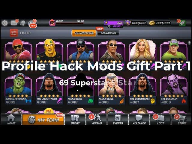 WWE MAYHEM Profile Hack Mods Gift Part 1 69 Superstar 5 Star