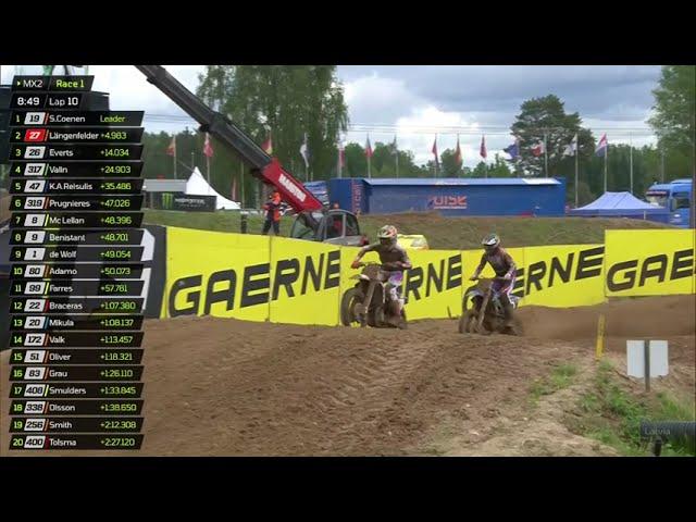 Mc Lellan, Prugnières, de Wolf and Adamo fighting for the top 10 positions in MX2 Race 1 #MXGPLatvia
