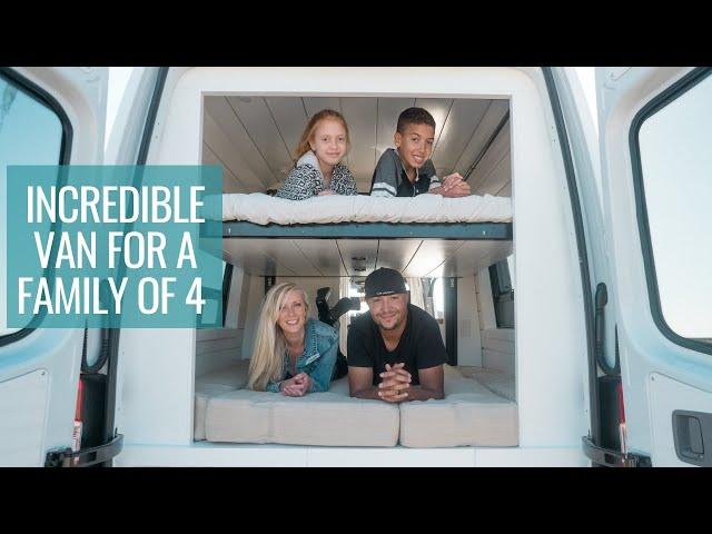 FAMILY VAN TOUR: Incredible Bunk Bed System & Full Bathroom | 4x4 Sprinter Van Conversion